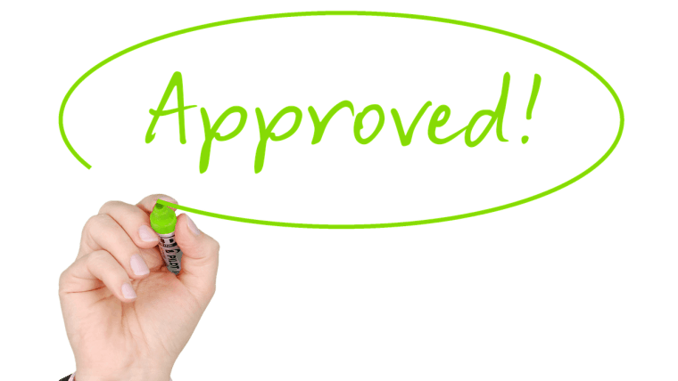 Approved on a blackboard.