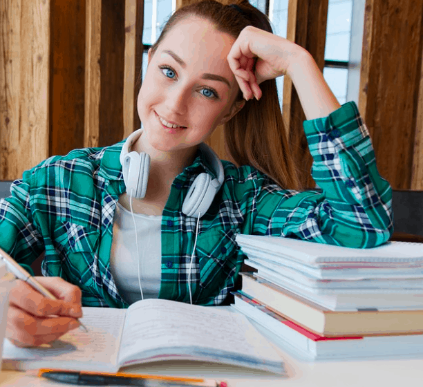 A college student studying