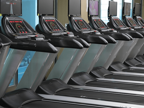 Treadmills in a row.