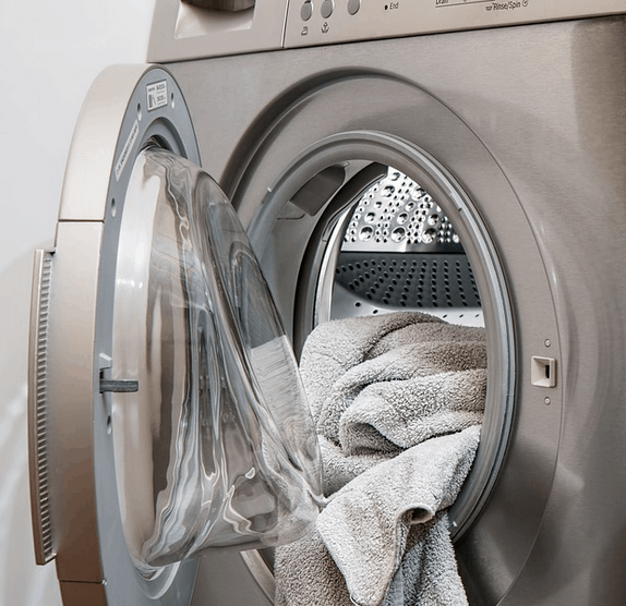 Towels in a washing machine.