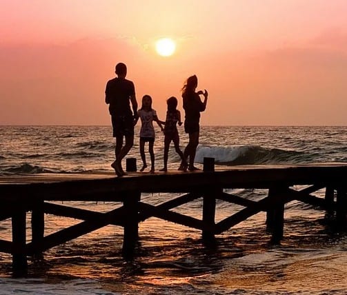 A family that save money on spring break.
