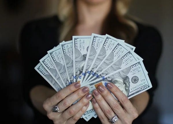 A woman with free money