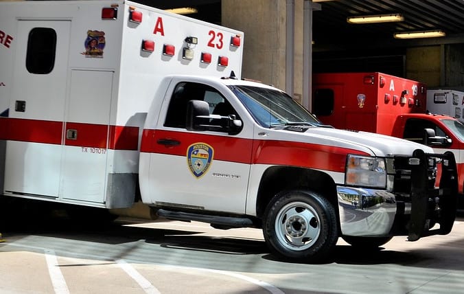 An ambulance from an emergency.