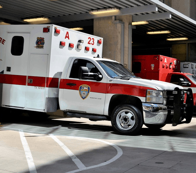 An ambulance from an emergency.